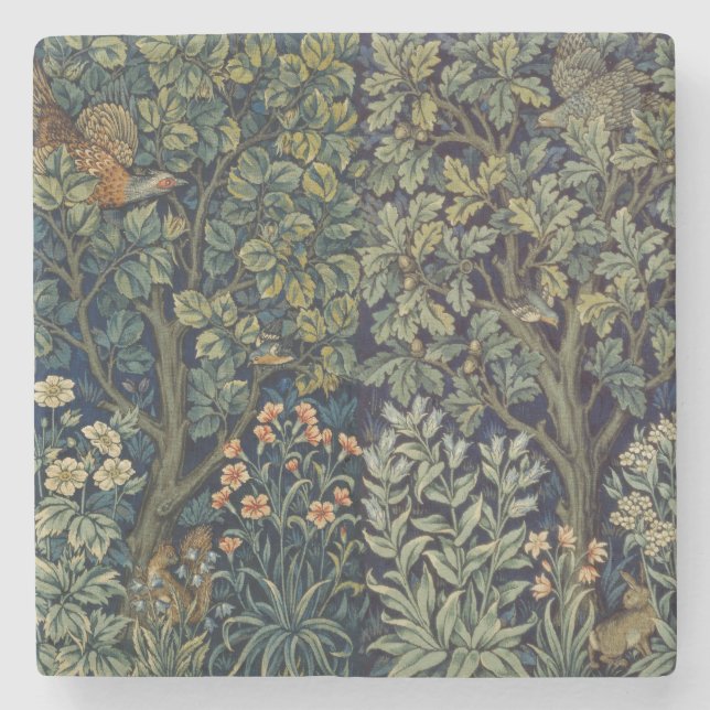 William Morris Pheasant Bird Träd Woodland Stenunderlägg (Framsidan)