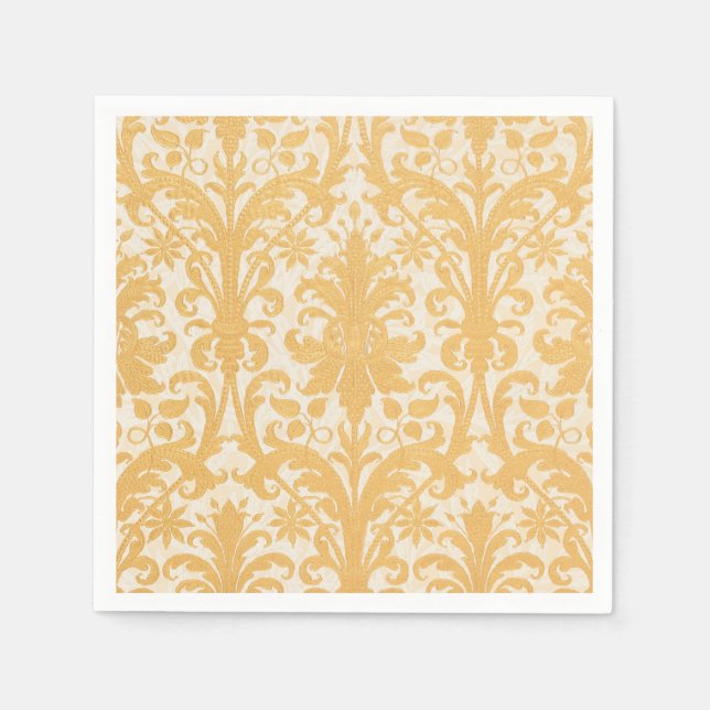 William Morris Pil och Guld Damast Lyxig Pappersservett (Framsidan)