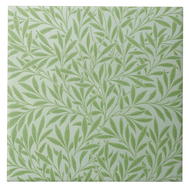 William Morris Pilblomma Klassisk Grön Kakelplatta (Framsidan)