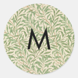 William Morris Pilgrenenhet Vintage Leaf Monogram Runt Klistermärke