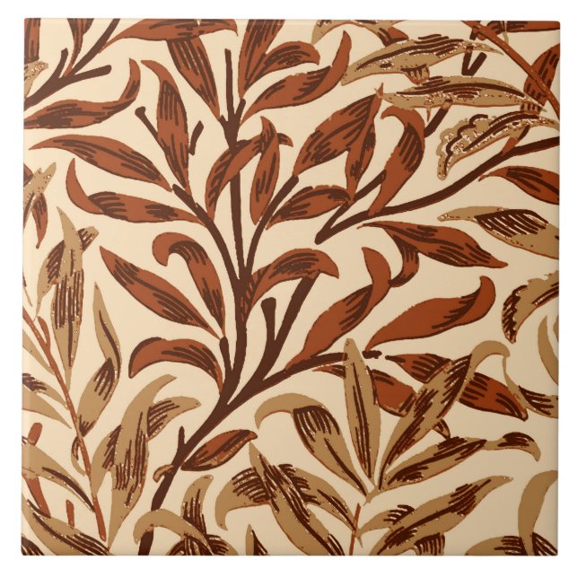 William Morris pillövruska, brunt och beige Kakelplatta (Framsidan)