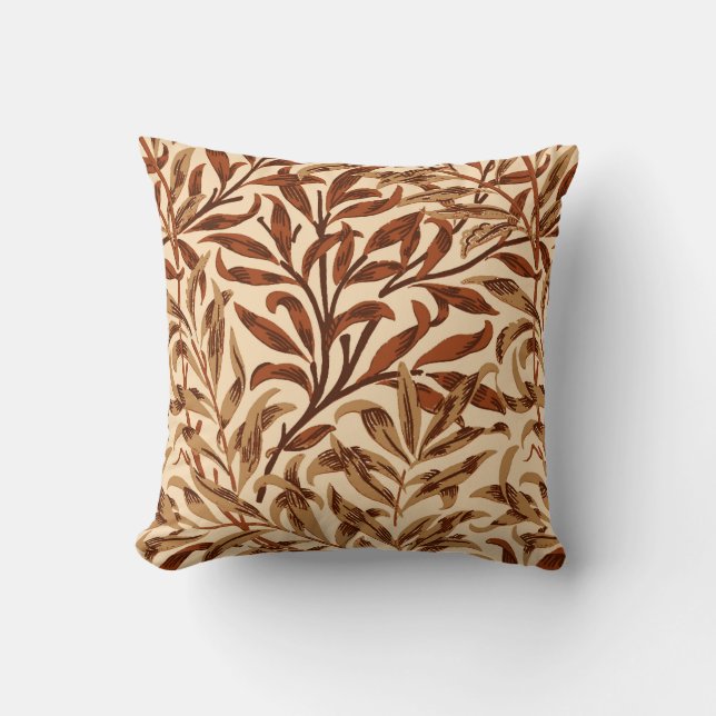 William Morris pillövruska, brunt och beige Kudde (Framsida)