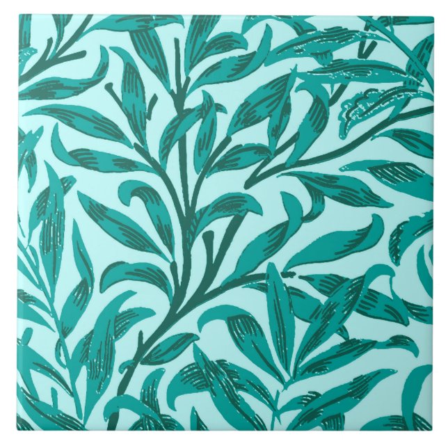 William Morris pillövruska, turkos och Aqua Kakelplatta (Framsidan)