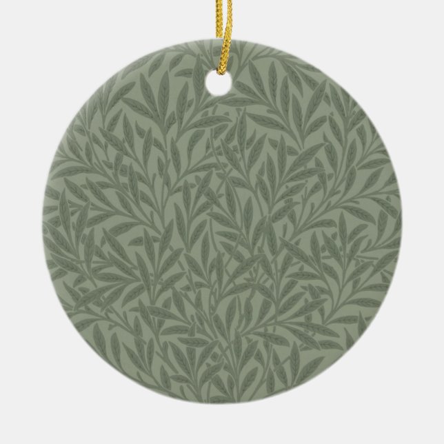 William Morris Pilmönster Antik Ljusgrön Julgransprydnad Keramik (Framsidan)
