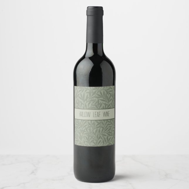 William Morris Pilmönster Antik Ljusgrön Vinflaska Etikett (Framsida)