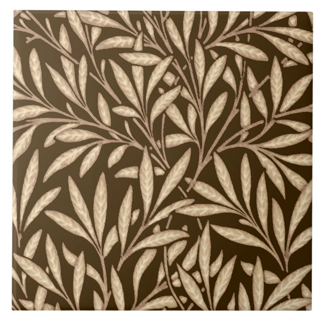 William Morris pilmönster, brunt och beige Kakelplatta (Framsidan)