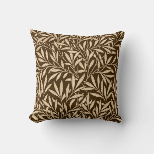 William Morris pilmönster, brunt och beige Kudde (Framsida)