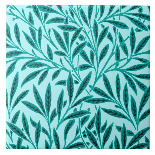 William Morris pilmönster, turkos & Aqua Kakelplatta (Framsidan)