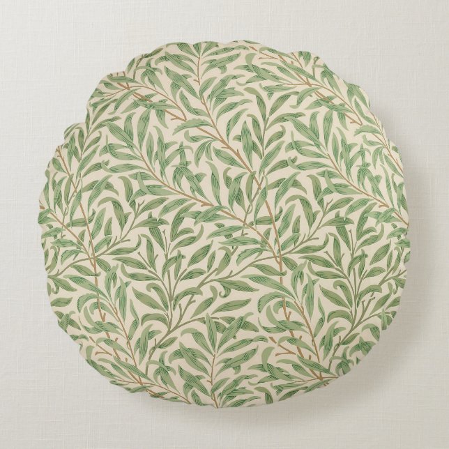 William Morris Pilträd Gård Blomma Klassiker Rund Kudde (Framsidan)