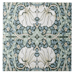 William Morris Pimpernel Blått invecklat mönster Kakelplatta