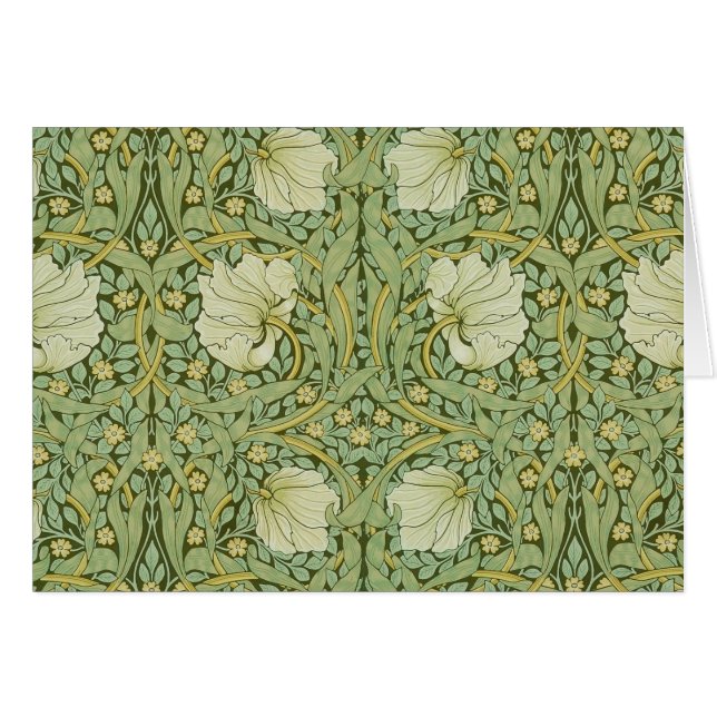 William Morris Pimpernel Blommig Blå Tapet Hälsningskort (Framsidan Horizontal)