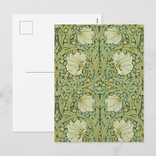 William Morris Pimpernel Blommig Blå Tapet Helg Vykort (Fram/baksida)