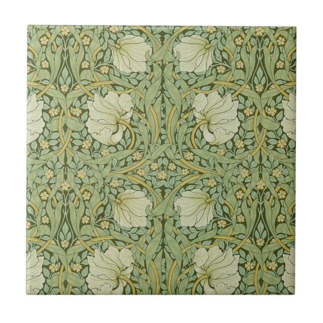 William Morris Pimpernel Blommig Blå Tapet Kakelplatta (Framsidan)