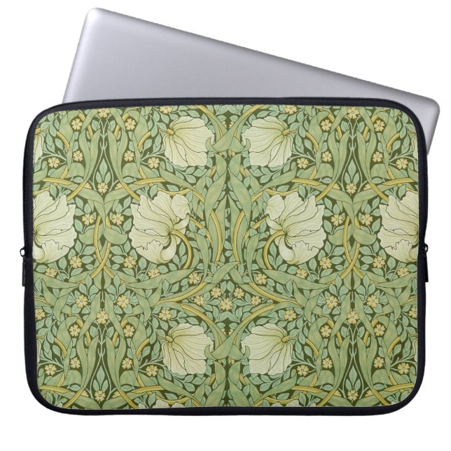 William Morris Pimpernel Blommig Blå Tapet Laptop Fodral (Framsidan)