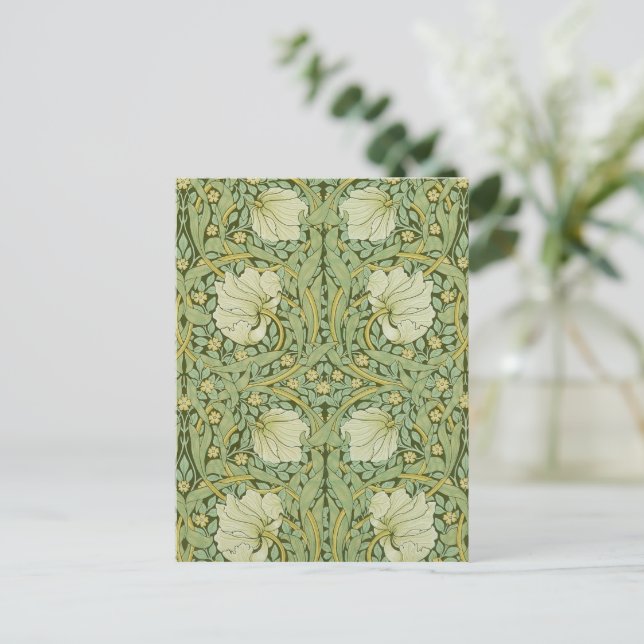 William Morris Pimpernel Blommig Blå Tapet Vykort (Stående Fram)