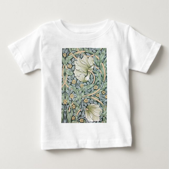 William Morris Pimpernel Blommig Tapet Tee Shirt (Framsida)