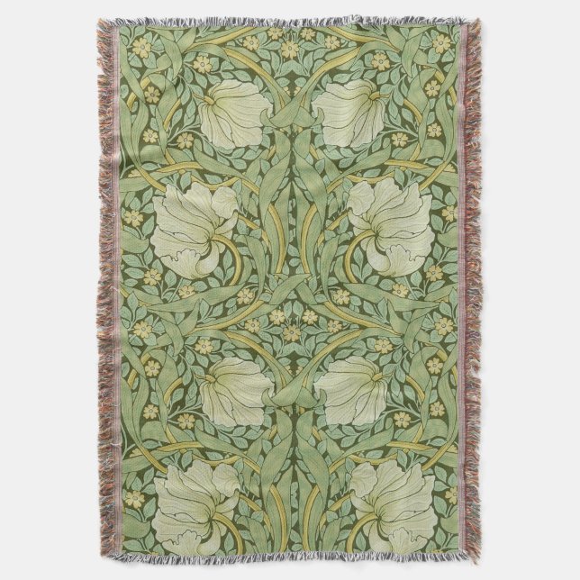 William Morris Pimpernel Blommigt Blue Tapet Filt (Framsidan Vertikal)