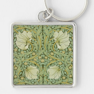 William Morris Pimpernel Blommigt Blue Tapet Fyrkantig Silverfärgad Nyckelring