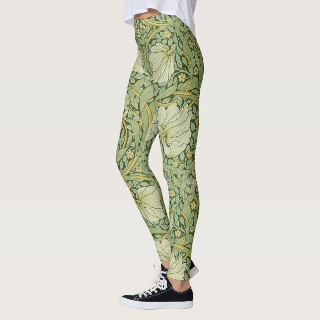 William Morris Pimpernel Blommigt Blue Tapet Leggings (Vänster)