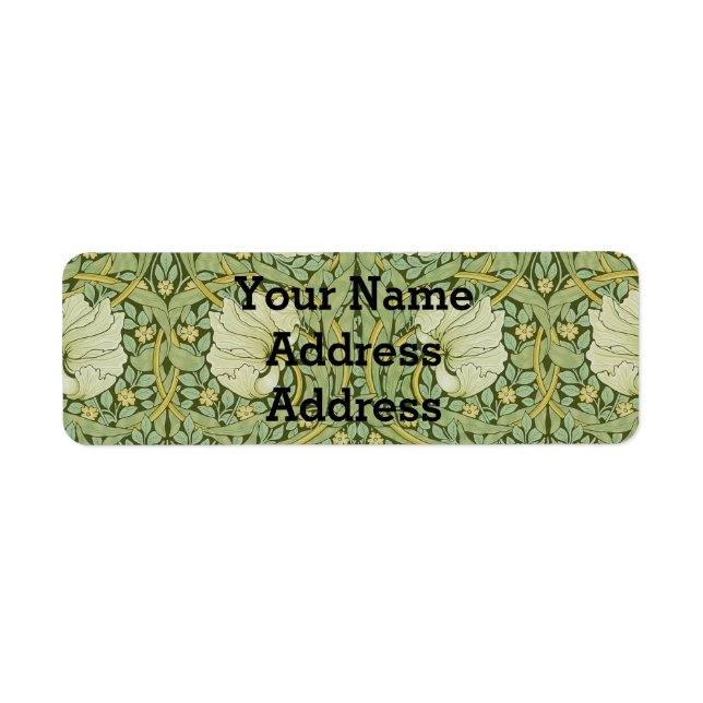William Morris Pimpernel Blommigt Blue Tapet Returadress Etikett (Framsidan)