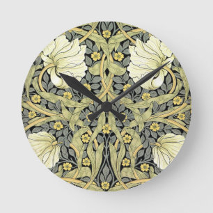 William Morris Pimpernel Blommigt Tapet Rund Klocka