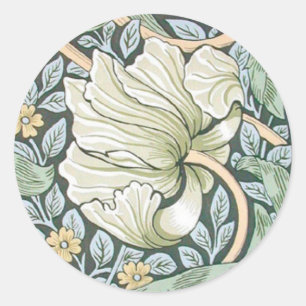 William Morris Pimpernel Blommigt Tapet Runt Klistermärke