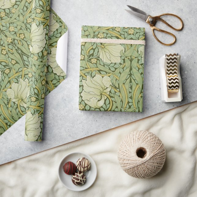 William Morris Pimpernel Blommönstrat Blått Tapet Presentpapper (Hantverk)