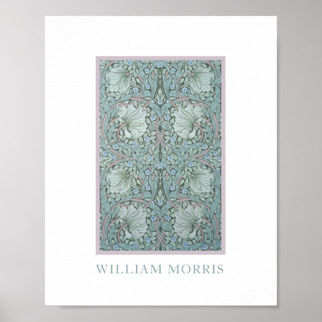 William Morris - Pimpernel: Blue & Grönt Blommigt Poster (Framsidan)