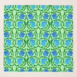 William Morris Pimpernel, Blue & Lime Green<br><div class="desc">Kvadratärr i vintagen William Morris textilmönster av styliserade kålblommor och löv - blommor i en gradient av djup till ljusblå kerulenblått,  med emerald grönt löv,  på en ljusgrön bakgrund av kalkgrönt</div>