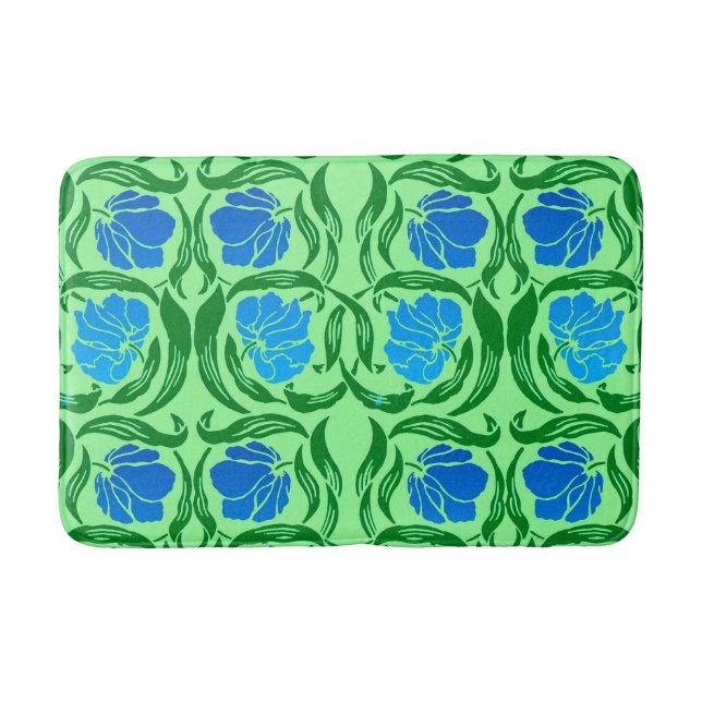William Morris Pimpernel, Blue & Lime Green Badrumsmatta (Framsidan)
