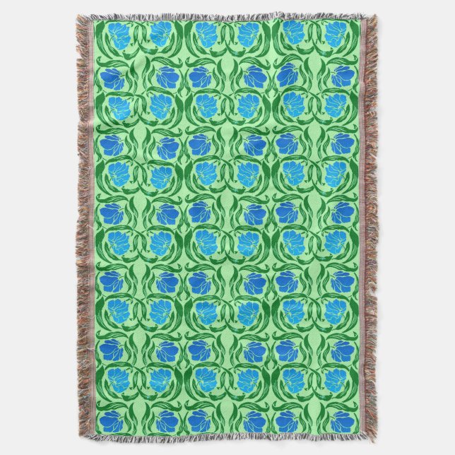 William Morris Pimpernel, Blue & Lime Green Filt (Framsidan Vertikal)