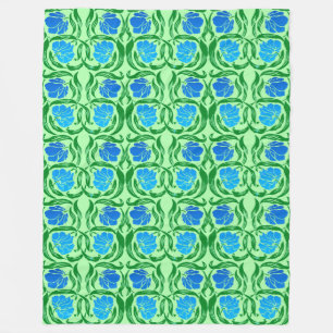 William Morris Pimpernel, Blue & Lime Green Fleecefilt