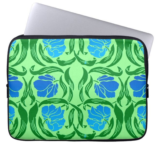 William Morris Pimpernel, Blue & Lime Green Laptop Fodral (Framsidan)