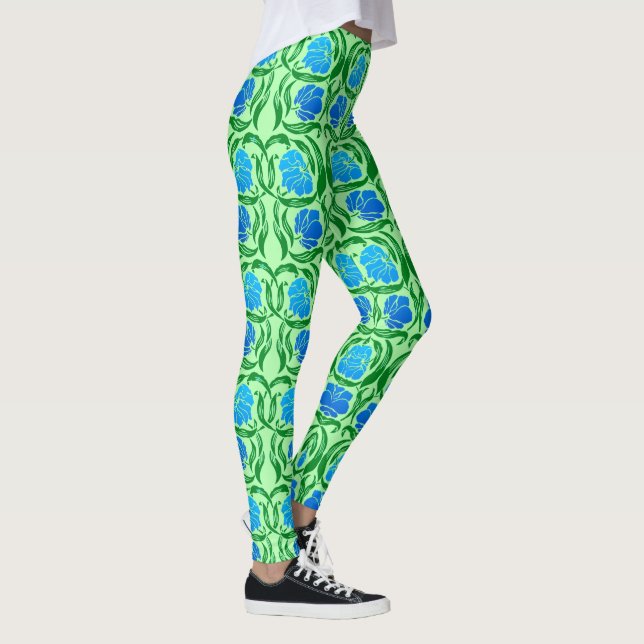 William Morris Pimpernel, Blue & Lime Green Leggings (Höger)