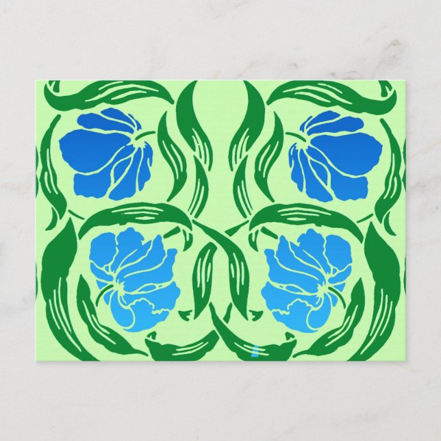 William Morris Pimpernel, Blue & Lime Green Vykort (Framsida)