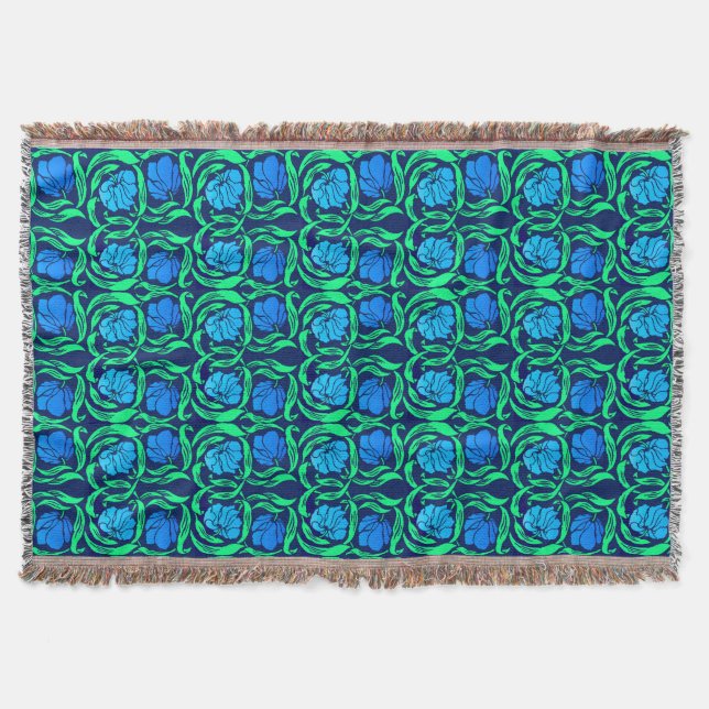William Morris Pimpernel, Cobalt Blue och Grönt Filt (Framsidan)
