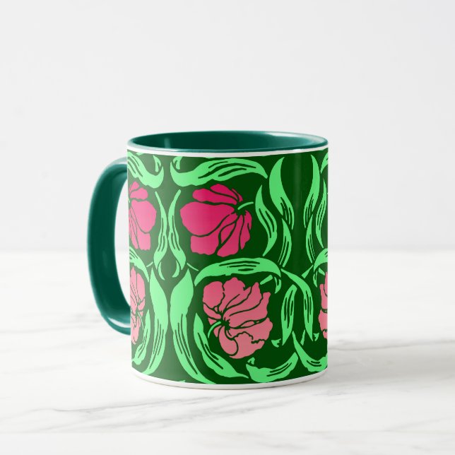 William Morris Pimpernel, Coral Rosa och Grönt Mugg (Framsida vänster)