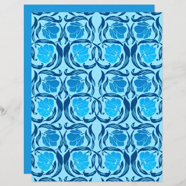 William Morris Pimpernel, Denim & Light Blue (Fram/baksida)