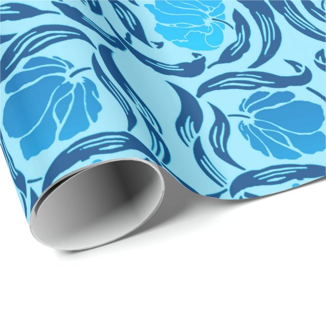 William Morris Pimpernel, Denim & Light Blue Presentpapper (Rullad Hörn)