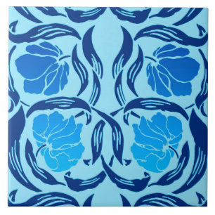 William Morris Pimpernel, Denim & tänder - blått Kakelplatta