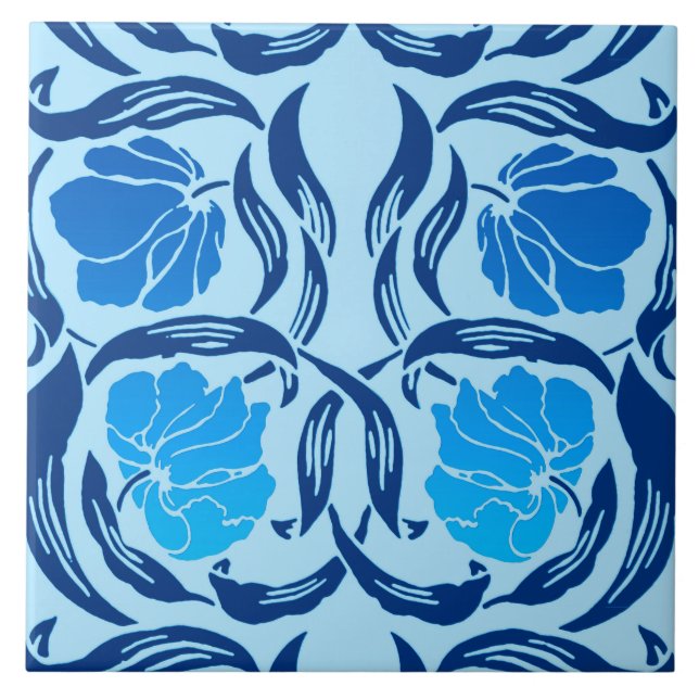William Morris Pimpernel, Denim & tänder - blått Kakelplatta (Framsidan)