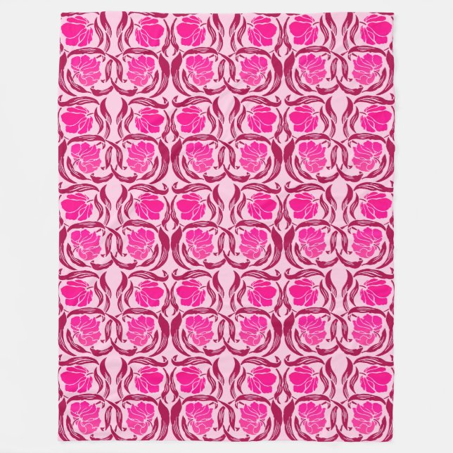 William Morris Pimpernel, Fuchsia och Ljus rosa Fleecefilt (Framsidan)