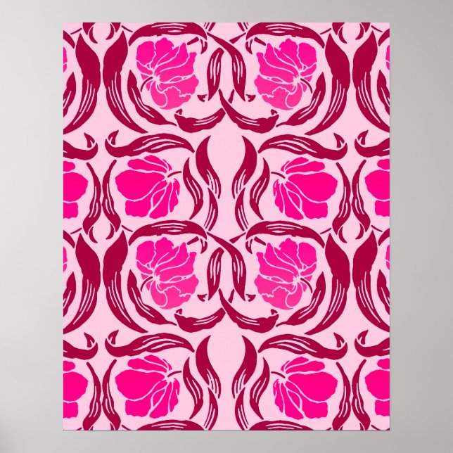 William Morris Pimpernel, Fuchsia och Ljus rosa Poster (Framsidan)