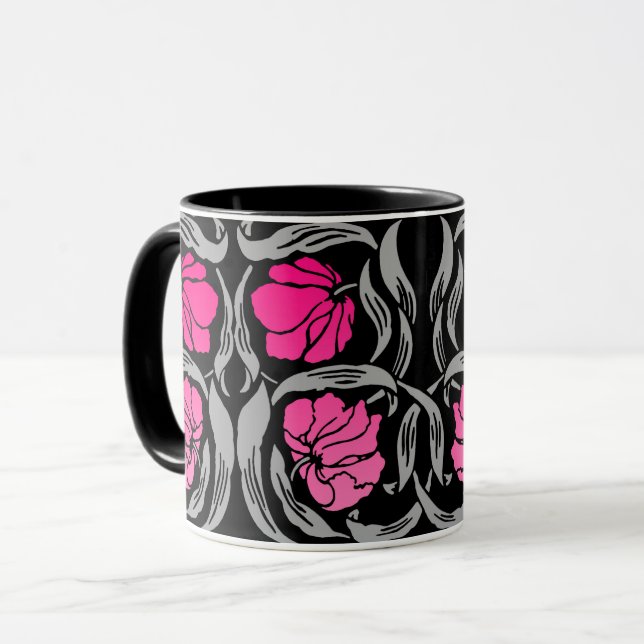 William Morris Pimpernel, Fuchsia Rosa och svart Mugg (Framsida vänster)