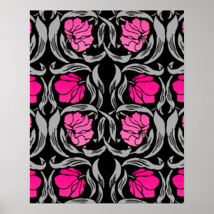 William Morris Pimpernel, Fuchsia Rosa och svart Poster