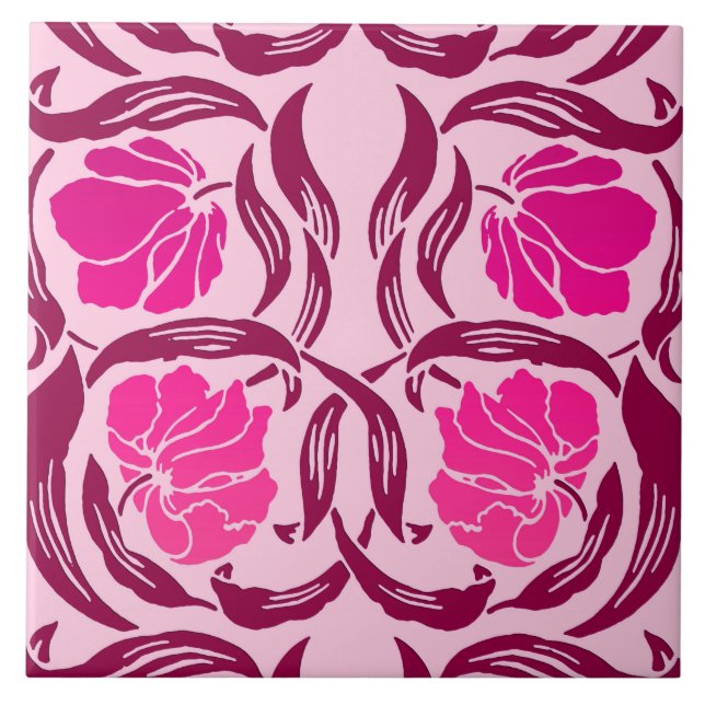 William Morris Pimpernel, Fuchsia & tänder - rosor Kakelplatta (Framsidan)