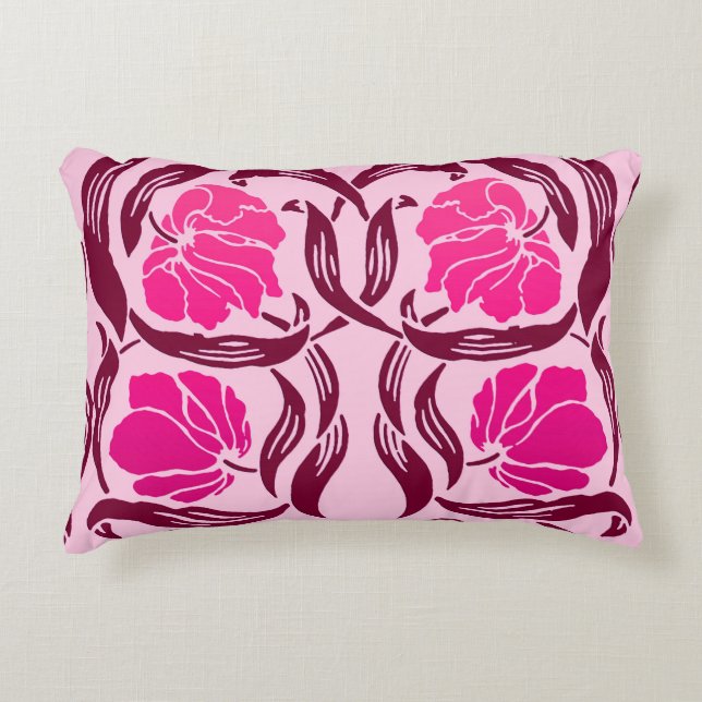 William Morris Pimpernel, Fuchsia & tänder - rosor Prydnadskudde (Framsidan)
