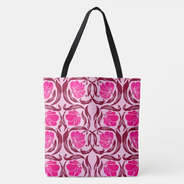 William Morris Pimpernel, Fuchsia & tänder - rosor Tygkasse (Framsida)