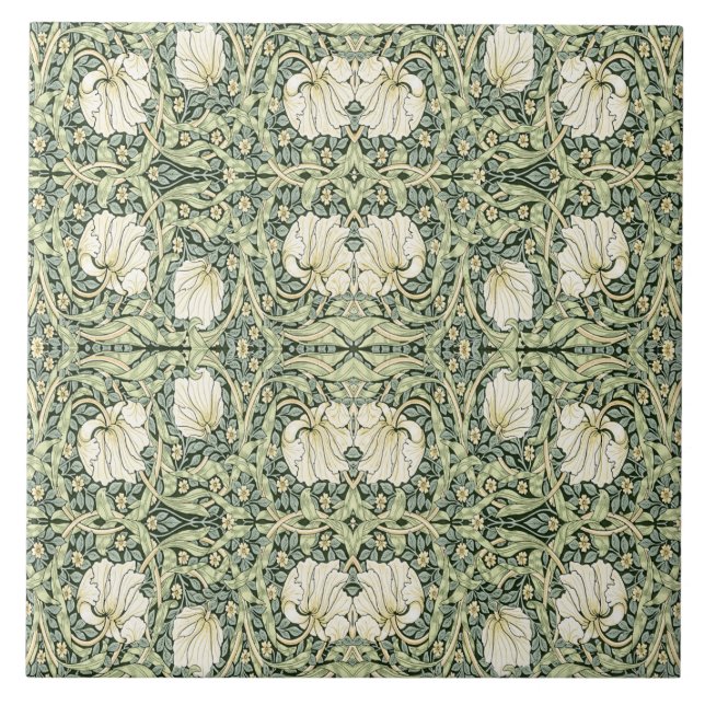 William Morris Pimpernel Grönt Kakelplatta (Framsidan)