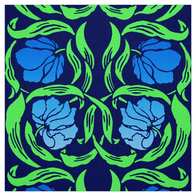 William Morris Pimpernel, koboltblått och grönt Tyg (Provkarta)